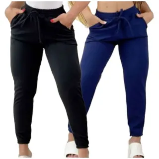 Tendência Jogger: Calça Feminina de Malha Crepe com Cós Alto - Calça Crepe Lilás