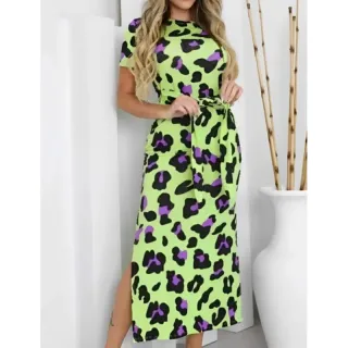 Tendência: Vestido MIDI Colorido - Várias formas de amarrar - Marrom com rosa