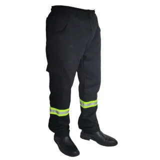 Calça Profissional Brim Cargo com Faixa Refletiva - Azul-marinho