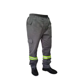Calça Profissional Brim Cargo com Faixa Refletiva - Azul-marinho