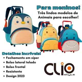 ENVIO IMEDIATO Mochila Infantil de Rodinhas Animais Clio Pets - JOANINHA