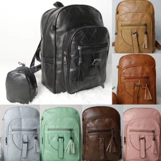 Bolsa Feminina de Couro Mochila - Preta