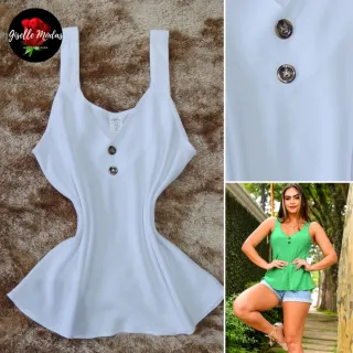 Blusa feminina de viscose estampada com alça grossa - Modelo Verão 2 - Rosa (Estampada)