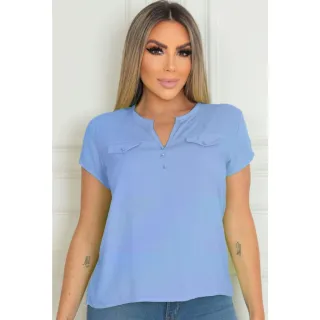 Camisa Básica Secretária Feminina Manga Curta - Raryel - Rosa