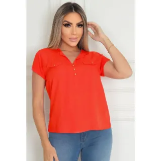 Camisa Básica Secretária Feminina Manga Curta - Raryel - Rosa