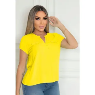 Camisa Básica Secretária Feminina Manga Curta - Raryel - Rosa
