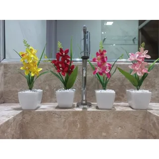 Decoração com Kit de 4 Vasos Artificiais de Flores - Opção 2