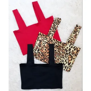 Suplex feminino sem bojo: cropped casual com alça grossa em várias cores lisas e estampadas - Verde Bandeira