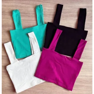 Suplex feminino sem bojo: cropped casual com alça grossa em várias cores lisas e estampadas - Verde Bandeira