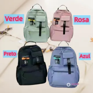 Moda Coreana Casual Feminina Masculina: Mochila Escolar Impermeável - 014Azul