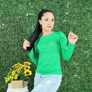 Moda Feminina Blusa Princesa Manga Longa Canelado 010 - Azul Marinho