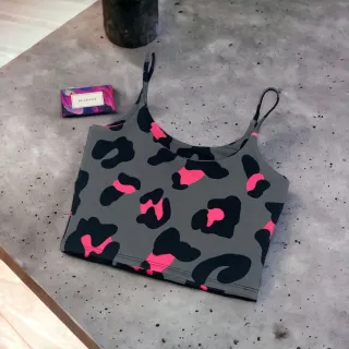 Alça fina suplex cropped feminino casual lisos e estampados em várias cores - Rosa Chiclete