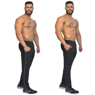 Leve Calça Fitness Speed Masculina Dri Fit para Atividade Física Treino e Academia com Bolsos - PRETA COM PRETO