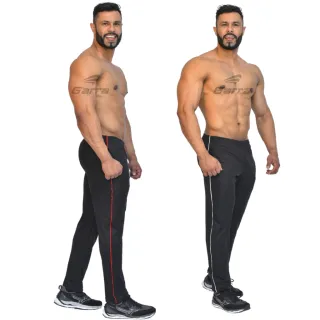 Leve Calça Fitness Speed Masculina Dri Fit para Atividade Física Treino e Academia com Bolsos - PRETA COM PRETO