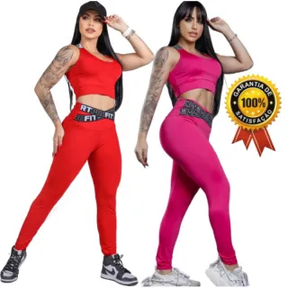 Conjunto PROFIT em suplex feminino, cores Fitness Academia - Conj Profit Legg Preto