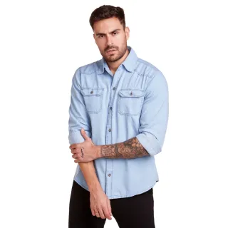 Camisa Social Slim Jeans Masculina Premium - Kit com 2 unidades - Médio + Claro