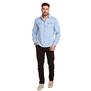 Camisa Social Slim Jeans Masculina Premium - Kit com 2 unidades - Médio + Claro