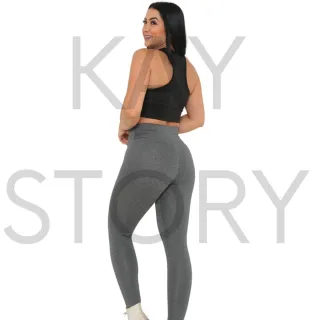 Envio Imediato! Kit com 2 Calças Legging Feminina Cintura Alta - Suplex Academia Fitness - Cinza e Preta Simples