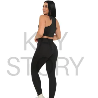 Envio Imediato! Kit com 2 Calças Legging Feminina Cintura Alta - Suplex Academia Fitness - Cinza e Preta Simples