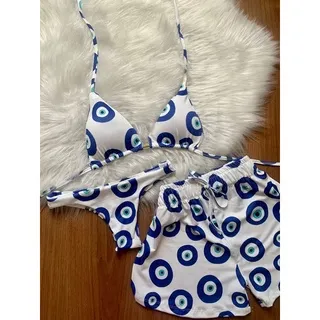 Kit Biquíni 3 Peças - P M G GG - Listrado