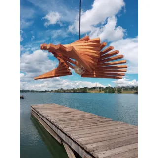 Pendente Retrô Rústico de Madeira Maciça 3 em 1 - Lançamento - Único