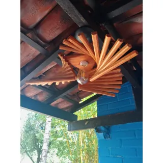 Pendente Retrô Rústico de Madeira Maciça 3 em 1 - Lançamento - Único