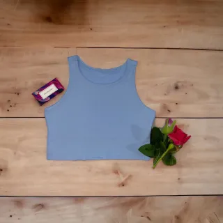 Regata Cropped Feminina Estampada e Lisa - Alça Larga em Suplex - Laranja