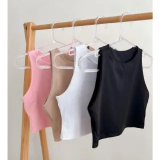 Regata Cropped Feminina Estampada e Lisa - Alça Larga em Suplex - Laranja