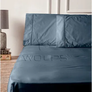 Percal 400 Fios Jogo de Lençol Casal 3 Peças Acetinado - Azul Petroleo