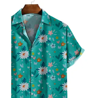 Camisa masculina estampada azul moda Verão Floral - P