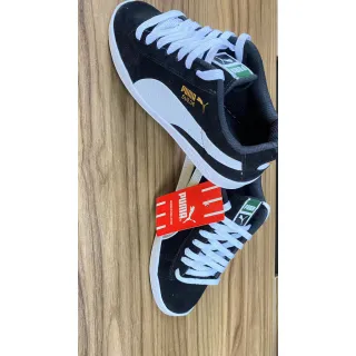 Envio em 24 hrs! Tênis Preto e Branco Casual Skate Suede do 34 ao 43 - suede preto com branco