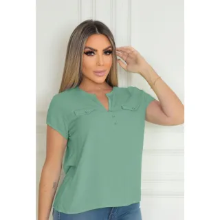 Blusa Feminina Social Manga Curta Viscose Secretária - Laranja