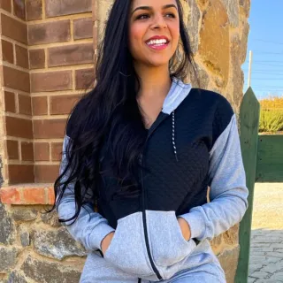 Moletom feminino com capuz e zíper aberto - Blusa de moletom - Rose