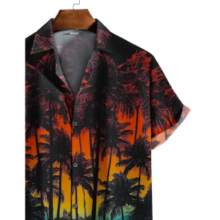 Camisa Havaianas Palmeiras Pôr do Sol - Preto, Vermelho e Colorido - GG