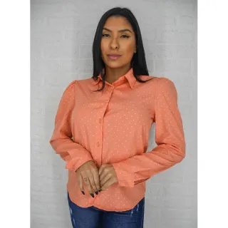 Moda Inverno: Camisa Feminina Social Manga Princesa/Bufante - Tendência - Verde Escuro