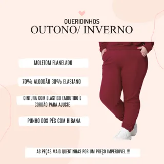 Plus Size Calça Moletom Flanelada Feminina G3 G2 G1 - G1 50/52