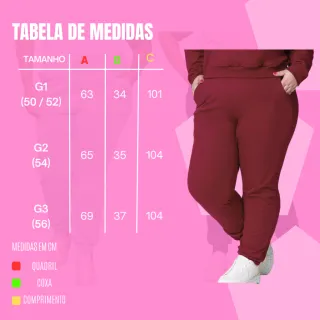 Plus Size Calça Moletom Flanelada Feminina G3 G2 G1 - G1 50/52