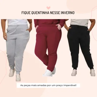 Plus Size Calça Moletom Flanelada Feminina G3 G2 G1 - G1 50/52