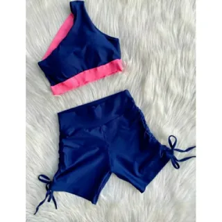 Conjunto Fitness Feminino Neon Estampa Animal Cintura Alta - Ref.022