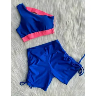 Conjunto Fitness Feminino Neon Estampa Animal Cintura Alta - Ref.022