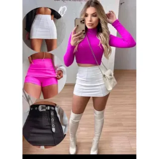 Moda Verão 2023: Saia curta bengaline em versão short - Lilás