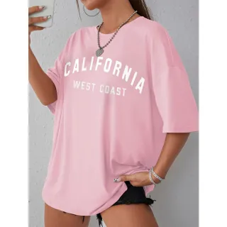 Camiseta Estilo de Rua Feminina Oversized West Coast - 3 opções de cores - California West Coast(Rosa BB)