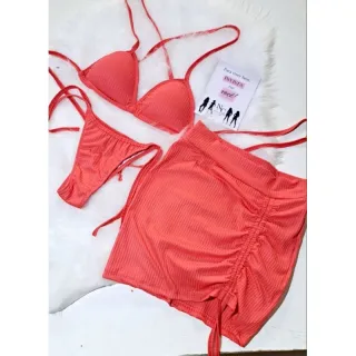 Saia drapeada frontal e biquíni - Lilás