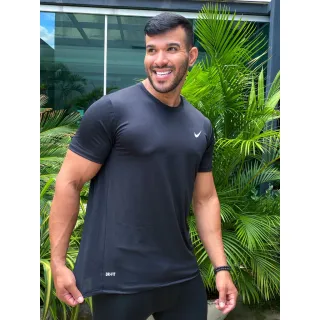 Camisa DRI FIT Masculina Premium - XG GG G M P - CURTA - PRETA - AD