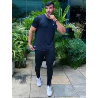 Camisa DRI FIT Masculina Premium - XG GG G M P - CURTA - PRETA - AD