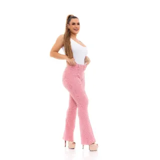 Calça Pop Groso Flare com Bolso Atrás e Cinto - Azul Marinho