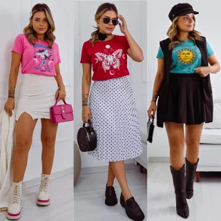 Blusa Feminina T-Shirt: Escolha Tamanho e Cor - Bordô