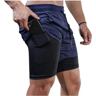 Sport Fit Shorts 2 em 1 Dry Fit com Proteção UV - Academia e Treino - Preto