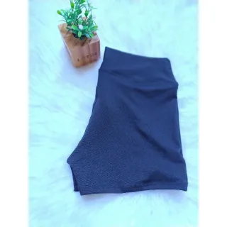 Shortinho P e M cós alto meia coxa - Roxo bolinha