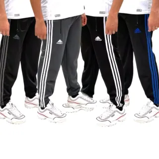 Calça Esportiva Flanelada Unissex com Bolsos Zíper - preto com listra azul